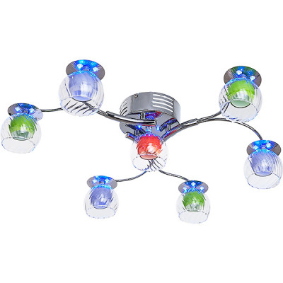 Люстра потолочная 7*G4*20W+LED, стекло, d650*150, планка, ПДУ, ЭС [7794/7CR RC MIXLED] хром