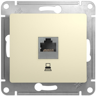 Розетка с/у компьютерная 1xRJ45, IP20, Schneider Electric Glossa [GSL000281K] бежевый