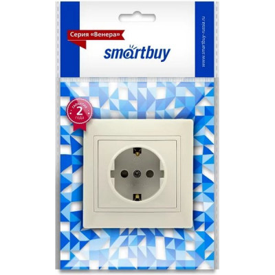 Розетка с/у 2P+E 16A, IP20, SmartBuy Венера [SBE-01i-16-S1-Z-c] слоновая кость керамика
