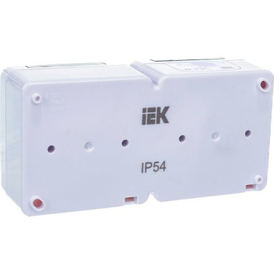 Розетка о/у 2x2P+E, IP54, IEK ГЕРМЕС PLUS РСб22-3-ГПБд [ERMP22-K03-16-54-EC] дымч. крышка