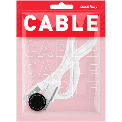 Кабель USB - Type-C, 1.0м, 2А, SmartBuy [iK-3112ERG white] в рез. оплет. Gear, мет. након, бел