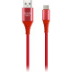 Кабель USB - Type-C, 1.0м, 2А, SmartBuy [iK-3112ERG red] в рез. оплет. Gear, мет. након, красн