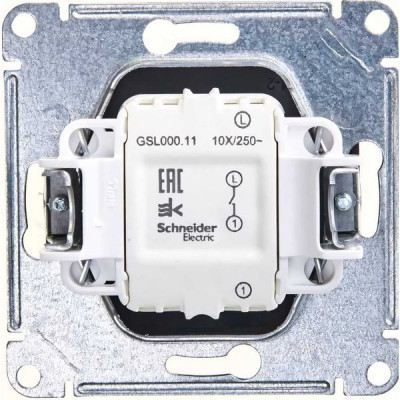 Выключатель с/у 1-кл 10А, IP20, Schneider Electric Glossa [GSL000711] антрацит