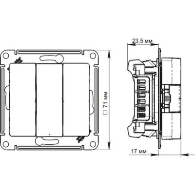 Выключатель с/у 3-кл 10А, IP20, Schneider Electric Glossa [GSL000331] алюминий