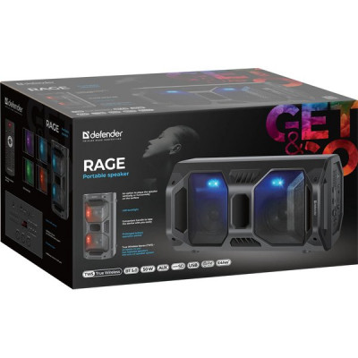 Колонки DEFENDER Rage, BT, 50W, Light/FM/USB/LED/TWS [65109]