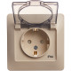 Розетка с/у 2P+E 16А, IP44, с крышкой/шторками, Schneider Electric Glossa [GSL000248] бежевый