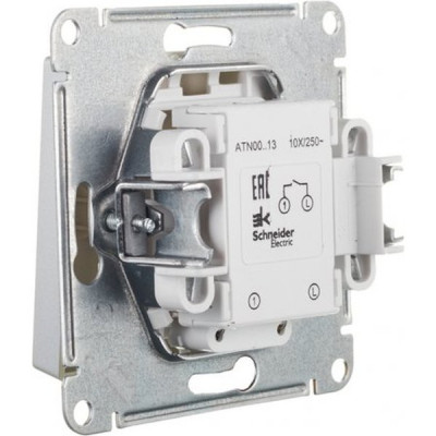 Выключатель с/у 1-кл 10А, IP20, с подсветкой, Schneider Electric ATLASDESIGN [ATN000313] алюминий