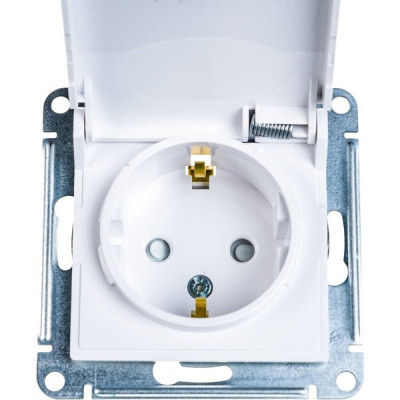 Розетка с/у 2P+E 16A, IP20, со шторками/крышкой, Schneider Electric ATLASDESIGN [ATN000146] белый