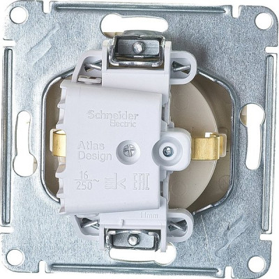Розетка с/у 2P+E 16A, IP20, со шторками, Schneider Electric ATLASDESIGN [ATN000245] бежевый