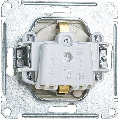 Розетка с/у 2P+E 16A, IP20, со шторками/крышкой, Schneider Electric ATLASDESIGN [ATN000346] алюминий