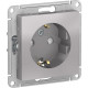 Розетка с/у 2P+E 16A, IP20, со шторками, Schneider Electric ATLASDESIGN [ATN000345] алюминий