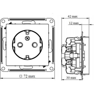 Розетка с/у 2P+E 16A, IP20, со шторками, Schneider Electric ATLASDESIGN [ATN001045] карбон