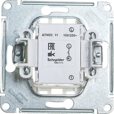 Выключатель с/у 1-кл 10А, IP20, Schneider Electric ATLASDESIGN [ATN001011] карбон [10]