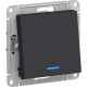 Переключатель с/у 1-кл 10А, IP20, с подсветкой, Schneider Electric ATLASDESIGN [ATN001063] карбон