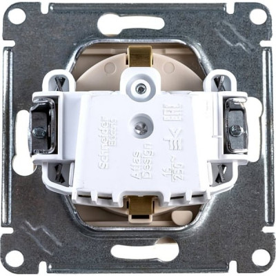 Розетка с/у 2P+E 16A, IP20, со шторками/крышкой, Schneider Electric ATLASDESIGN [ATN000246] бежевый