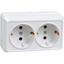 Розетка о/у 2x2P+E 16A, IEK ОКТАВА [ERO21-K01-16-DC] белый
