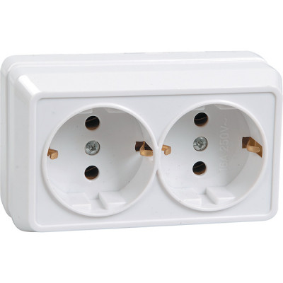 Розетка о/у 2x2P+E 16A, IEK ОКТАВА [ERO21-K01-16-DC] белый
