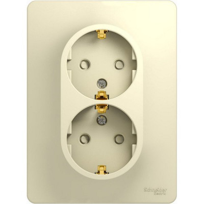Розетка с/у 2x2P+E 16A, со шторками, Schneider Electric Glossa [GSL000226] бежевый