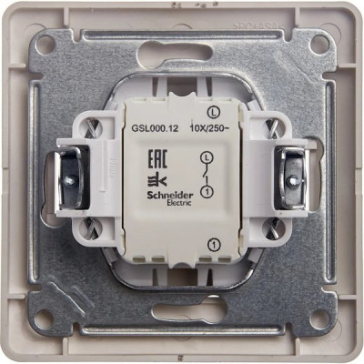 Выключатель с/у 1-кл 10А, в сборе, Schneider Electric Glossa [GSL001212] платина