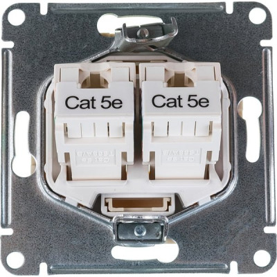 Розетка с/у компьютерная 2xRJ45, IP20, Schneider Electric ATLASDESIGN [ATN000285] бежевый