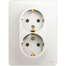 Розетка с/у 2x2P+E 16A, Schneider Electric Glossa [GSL000624] перламутр