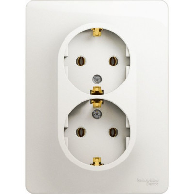 Розетка с/у 2x2P+E 16A, Schneider Electric Glossa [GSL000624] перламутр