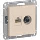 Розетка с/у TV+RJ45 кат.5e, IP20, Schneider Electric ATLASDESIGN [ATN000289] бежевый