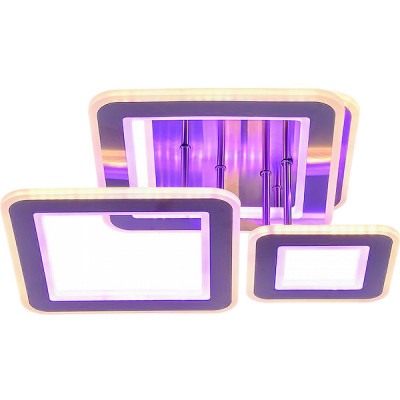 Люстра LED 118W+82W, ПДУ 3000-6000K+BL+YL, 14000Лм, 480*430*150, PL [8009/3 NKL] никель
