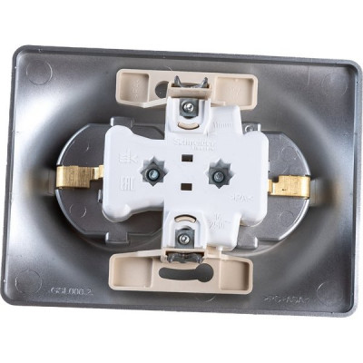 Розетка с/у 2x2P+E 16A, IP20, Schneider Electric Glossa [GSL000324] алюминий