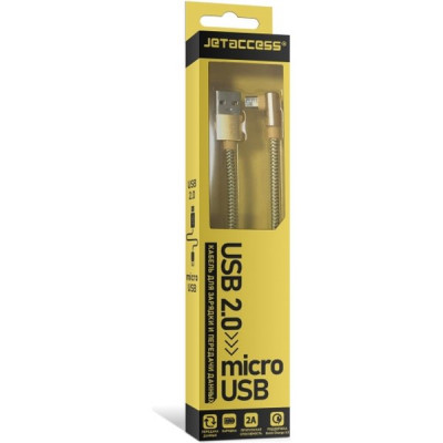 Кабель USB - microUSB, 1.0м, Jet.A [JA-DC25 1m Gold] золото, в оплетке, 2А, QC3.0