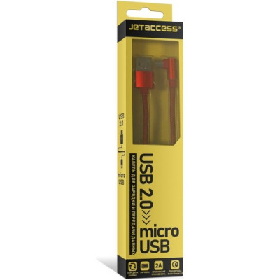 Кабель USB - microUSB, 1.0м, Jet.A [JA-DC25 1m Red] красный, в оплетке, 2А, QC3.0