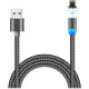 Кабель USB - Lightning, 1.0м, Jet.A [JA-DC46], в оплетке, магнитный, 2А, серый