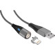 Кабель USB - Lightning, 1.0м, Jet.A [JA-DC48], в опл., магнитный, QC3.0, 3А, серы