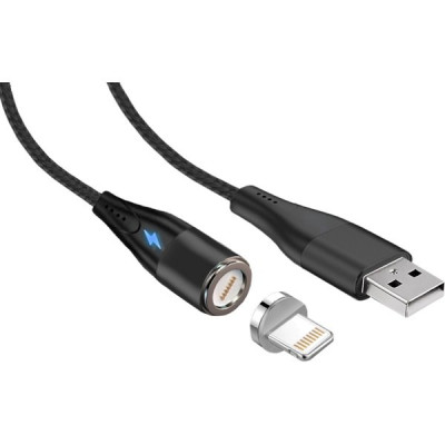 Кабель USB - Lightning, 2.0м, Jet.A [JA-DC48], в опл., магнитный, QC3.0, 3А, черн