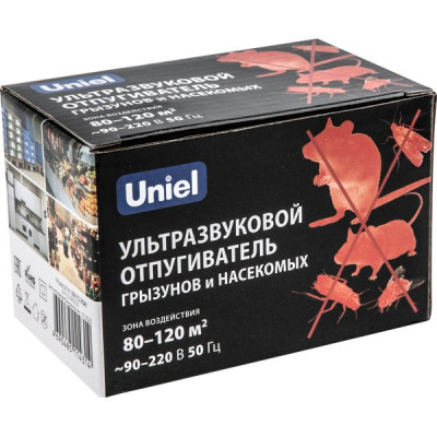 Ультразвуковой отпугиватель насекомых и грызунов, 220В, до 120м2, Uniel [UDR-E12 IVORY]