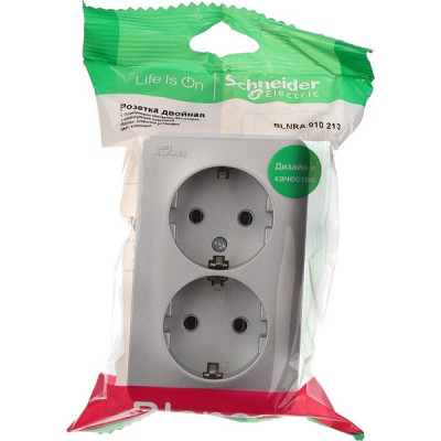 Розетка о/у 2x2P+E 16А, изол.пл., Schneider Electric Blanca [BLNRA010213] алюминий 