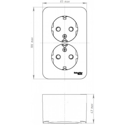 Розетка о/у 2x2P+E 16А, изол.пл., Schneider Electric Blanca [BLNRA010213] алюминий 