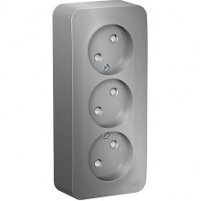 Розетка о/у 3x2P 16А, со шторками, изол.пл., Schneider Electric Blanca [BLNRA001313] алюминий