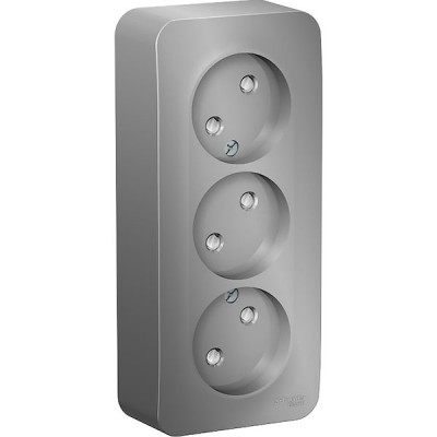 Розетка о/у 3x2P 16А, со шторками, изол.пл., Schneider Electric Blanca [BLNRA001313] алюминий