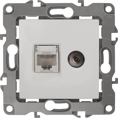 Розетка с/у комбинированная RJ45+TV, ЭРА12 [12-3110-01][10] белый