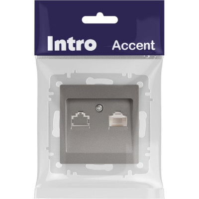 Розетка с/у компьютерная RJ45, Intro Accent [6-303-09] титан