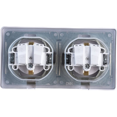 Розетка с/у 2x2P+E 16А, IP44, с крышкой/шторками, Schneider Electric Glossa [GSL000147] белый