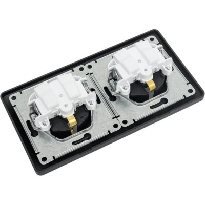 Розетка с/у 2x2P+E 16А, IP44, с крышкой/шторками, Schneider Electric Glossa [GSL000747] антрацит