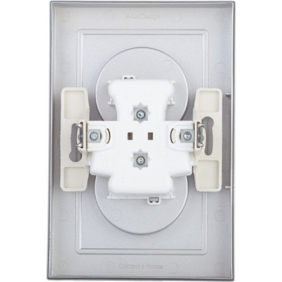 Розетка с/у 2x2P 16A, IP20, со шторк., в сборе, Schneider Electric ATLASDESIGN [ATN000322] алюминий