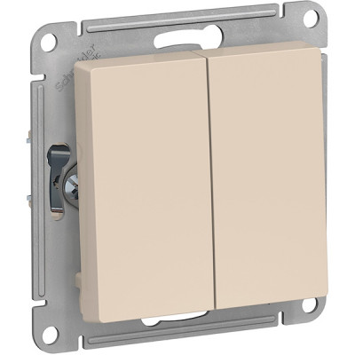 Переключатель с/у 2-кл 10A, IP20, Schneider Electric ATLASDESIGN [ATN000265] бежевый