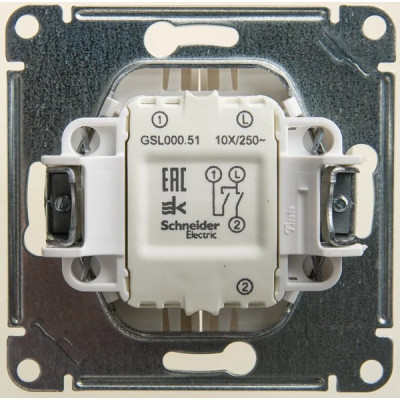 Выключатель с/у 2-кл 10А, Schneider Electric Glossa [GSL000651] перламутр