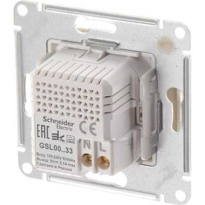Розетка с/у 2xUSB, 2х5В/1050мА, Schneider Electric Glossa [GSL000233] бежевый