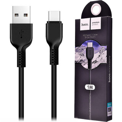 Кабель USB - Type-C, 1.0м, 2.4А, HOCO X20 Flash, ПВХ, черный