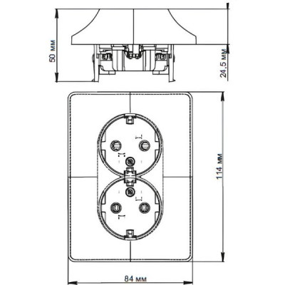 Розетка с/у 2x2P+E 16A, Schneider Electric Glossa [GSL000424] титан