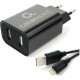Зарядное устройство Cablexpert, 2хUSB 2.4A + кабель Lightning 1м, [MP3A-PC-36] черный